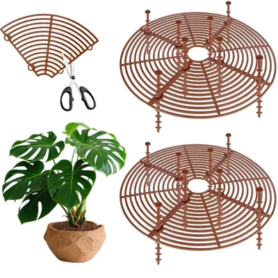 Productafbeelding van Set van 2 bloempotbeschermers, kunststof, bruin. Bescherming voor bloempotten, diameter 30 cm. Beschermt tegen huisdieren, kinderen en planten
