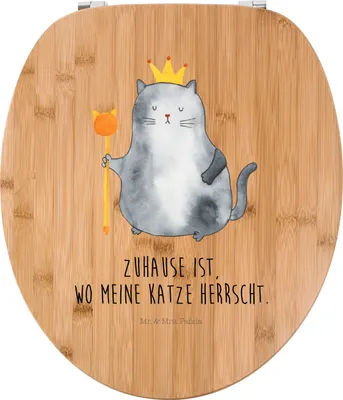 Produktbild von Mr. & Mrs. Panda bambus wc sitz Katze König - Transparent - Geschenk, Cat, Katzen, Toilettendeckel, WC-Sitz, Haha, Familie, Brille, Cats, Klodeckel, Klo-Deckel, Wohnung