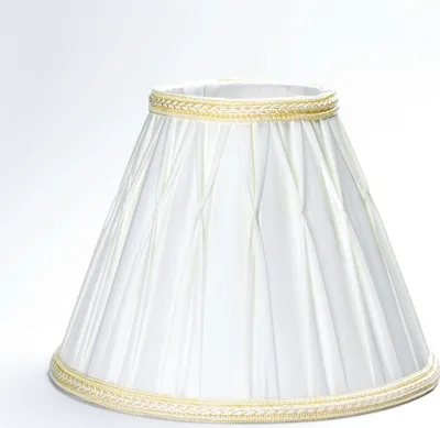 Produktbild von Ersatz Lampenschirm Stoffschirm creme weiß Schirm Aufnahme f. Fassung E27 Goldkante mit Borte Stoff (Ø 30cm)