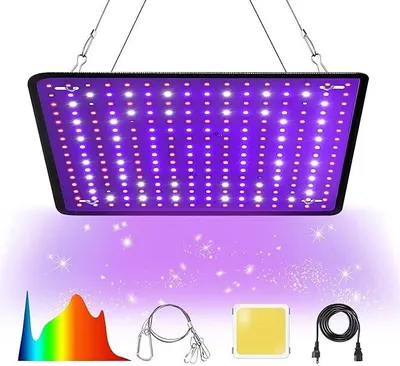 Produktbild von 600W LED Pflanzenwachstumslicht, Vollspektrum mit roten, blauen und weißen LEDs für Pflanzen, Setzlinge, Gemüse, Paprika,hängende Lampe für Innenräume