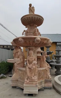 Produktbild von Casa Padrino Luxus Barock Marmor Springbrunnen Rot Ø 250 x H. 460 cm