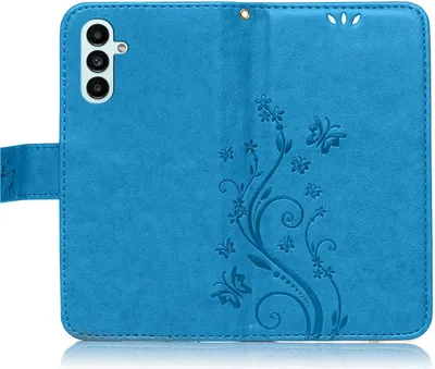 Produktbild von Handy Tasche für Samsung Galaxy A13 5G / A04s Schutz Hülle Handyhülle mit Blumenmuster Klapp Hülle mit Standfunktion und Kartenfächer Blau