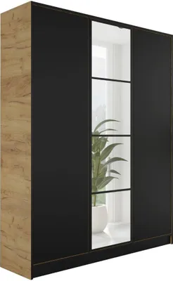 Produktbild von KIER FURNITURE EDEN v4 Kleiderschrank 156,4x205x39cm, 3 Türen, Craft Eiche & Schwarz