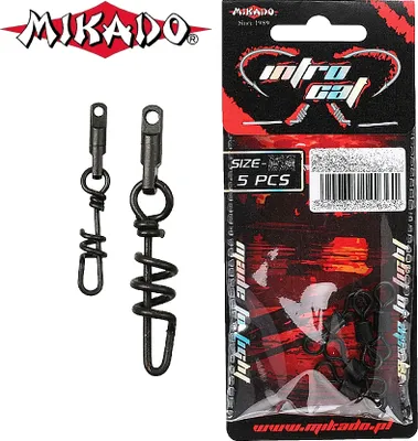 Image de 5 MIKADO CAT WITH SCREWED SNAP noir mat Émerillon de silure #6mm/145kg