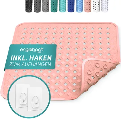Produktbild von Engelbach® Duschmatte rutschfest 53x53cm - mit Aufhängung | Antirutschmatte Dusche | BPA Frei | Rosa