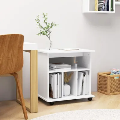 Obrázek produktu pro The Living Store Skříňka na kolečkách bílá 60x45x60 cm materiál na bázi dřeva