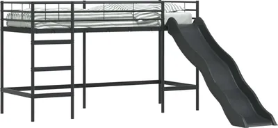 Produktbild von Kinder-Loftbett mit Rutsche Schwarz und Anthrazit 75 x 190 cm