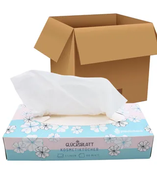 Produktbild von Glücksblatt Kosmetiktücher, 2-lagig, 4000 Tücher, 40x 100 Blatt., weich & sanft, für alle gängigen Spendersysteme geeignet