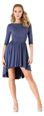 Produktbild von Damen Minikleid Asymmetrisch Top Kleid 3/4 Arm; Grafit/M/L 38/40