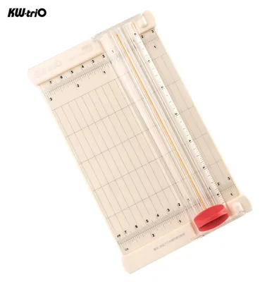 Imagen del producto de KW-trio: Mini cortador de papel portátil, ideal para manualidades, con una longitud de corte de 6,3 pulgadas y cabeza recta. Diseño con escala para fotografías, imágenes, tarjetas y herramientas de scrapbooking