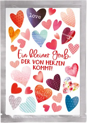 Produktbild von Tee - Postkarte, Ein kleiner Gruß..., Herzen Grußkarte Postkarten Herz Karte Früchtetee