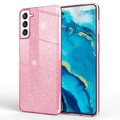 Zdjęcie produktu dla NALIA Wytrzymałe, brokatowe etui do Samsung Galaxy S22 Plus, błyszczące, hybrydowe etui ochronne wzmocnione silikonem, różowe