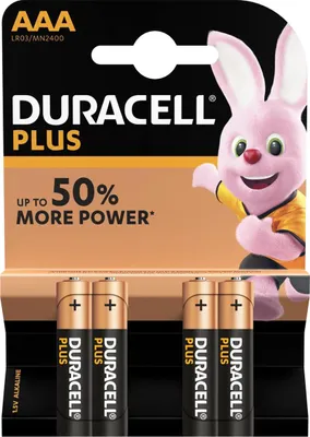 Produktbild von Duracell 002432, Einwegbatterie, AAA, Alkali, 1,5 V, 4 Stück(e), Sichtverpackung