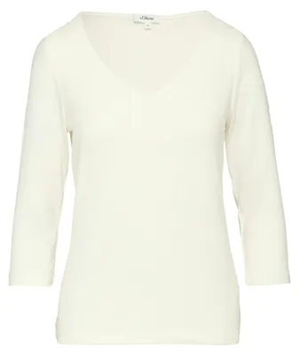 Produktbild von s.Oliver T-Shirt Slim Fit figurbetont mit V-Ausschnitt und 3/4-Ärmeln aus Lyocell