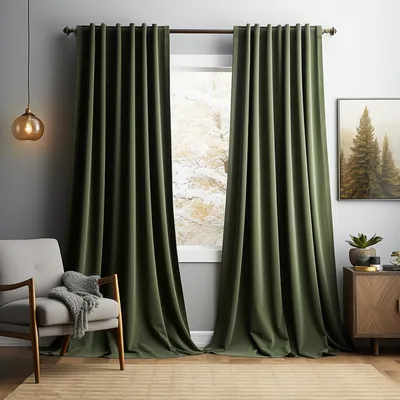 Produktbild von 2er Set Samt Vorhang Blickdicht Elegant Samtvorhänge Verdunkelung Thermovorhang Gardinen für Wohnzimmer Schlafzimmer Hotel, B132xH244cm, Olivgrün