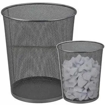 Obrázek produktu pro Kovový, kulatý odpadkový koš se sítí, objem 19 litrů, stříbrná barva - Leantoys