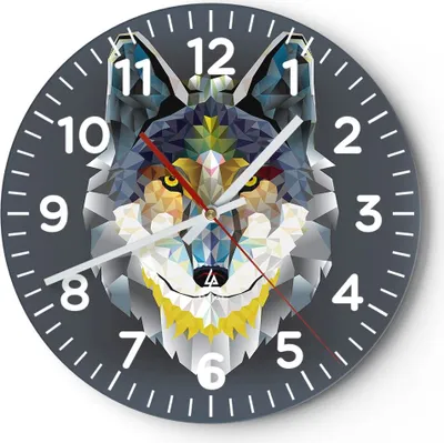 Produktbild von Wanduhr - Rund - Glasuhr - Tier Abstraktion - 30x30cm - Schleichendes Uhrwerk - Lautlos - zum Aufhängen bereit - Dekoration Modern - Wanddekoration aus Glas - C4AR30x30-3633