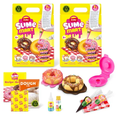 Image de Slime Mart, petit sachet (beignet) de ZURU (lot de 2), jouet à la slime, activité créative pour enfants et adultes, kit de fabrication de slime souple pour filles de 6 à 10 ans, couleur rose