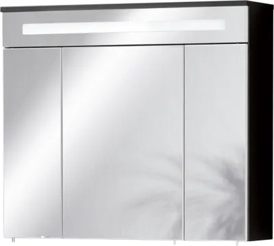Produktbild von FACKELMANN LED Spiegelschrank KARA / mit Soft-Close-System / Maße (B x H x T): ca. 80 x 70 x 23 cm / Schrank für das Bad / Möbel fürs WC oder Badezimmer / Korpus: Anthrazit / Front: Spiegel