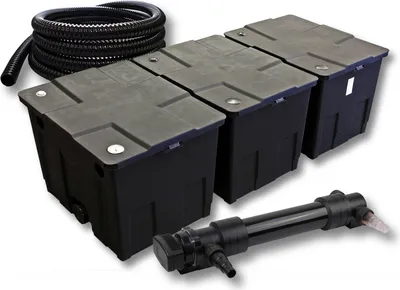 Obrázek produktu pro Kompletní sada SunSun: jezírkový filtr CBF-350C do 90000 l jako průtokový filtr, jezírkový odlučovač CUV-636 UVC odlučovač s 36 W, 5m jezírková hadice 25 mm (1")