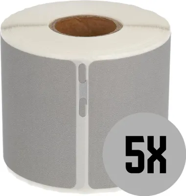 Produktbild von DULA Labels - Kompatibel mit Dymo 99014 / S0722430 Labels - Silber - Versand- und Namensschild-Etiketten - 5 Rollen - 101 x 54 mm - 220 Etiketten pro Rolle