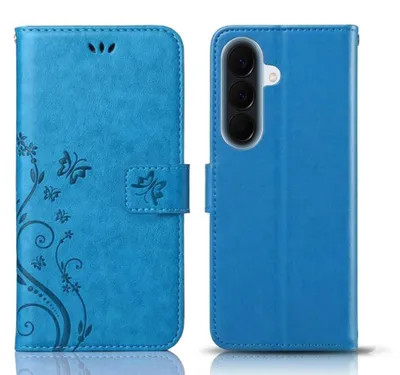 Produktbild von Handy Tasche für Samsung Galaxy A57 5G Schutz Hülle Handyhülle mit Blumenmuster Klapp Hülle mit Standfunktion und Kartenfächer Farbe: Blau