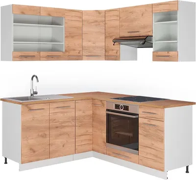 Produktbild von Eckküche Vicco Fame-Line Goldkraft Eiche/Weiß 190 x 60 cm , AP Eiche, Model 42741