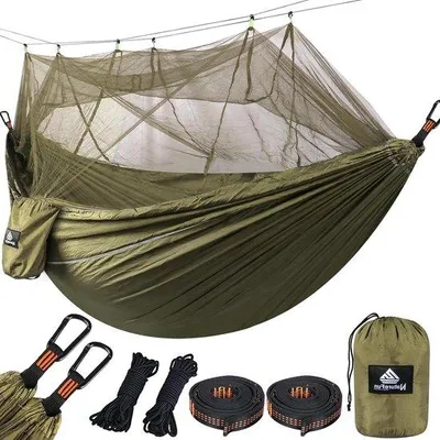 Productafbeelding van Famanu hangmat, ultralicht met insectennet - draagvermogen 300 kg - ademend nylon