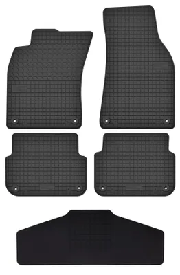 Produktbild von Gummi-Fußmatten + Tunnel für Audi A6 C6 2004-2006 (Limousine/Kombi/Van) – 5-tlg, Schwarz, passgenau – Wielganizator SolidTread
