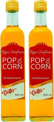 Obrázek produktu pro Hopser Funfood popcornový olej 1 litr máslová příchuť, vysoce tepelně zpracovatelný, s řepkovým olejem a olejem z hroznových semínek