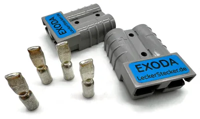 Produktbild von Exoda 50A Batterie Stecker 4-6 mm2 grau Set 2 Stück für Gabelstapler Kabel