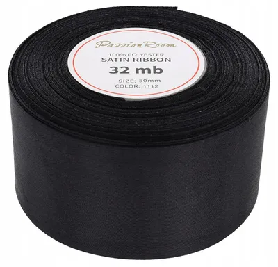 Produktbild von PassionRoom_pl Satinband Dekoband 50mm Schwarz 32m