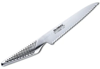 Imagen del producto de GLOBAL Cromova: Cuchillo para pan, 15 cm, para zurdos, fabricado en acero inoxidable Yoshikin, Japón