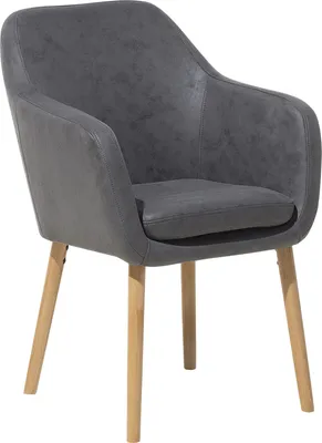 Produktbild von BELIANI Esszimmerstuhl Grau Kunstleder Holzbeine Retro