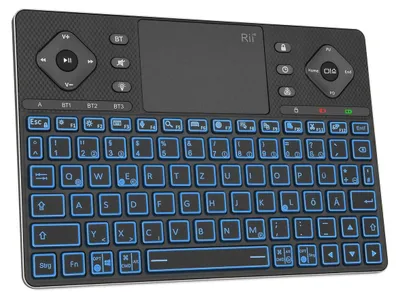 Immagine prodotto di Tastiera wireless Bluetooth - Touchpad - 12 colori di illuminazione - Layout tedesco QWERTZ - Ricaricabile
