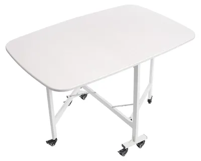 Image de Table pliante rectangulaire pour repas - Table pliante sur roulettes - Dimensions : 120 x 80 x 75 cm - Structure en métal - 6 roulettes verrouillables - Capacité de charge : 100 kg - Couleur : blanc