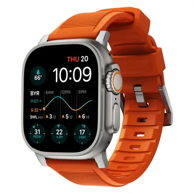 Produktbild von Nomad Rugged Strap für Apple Watch 42/44/45/49mm (Connector Silber) Orange