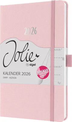 Obrázok produktu pre sigel J6405 sigel knižný kalendár Jolie Feel 2026, textil, A5, ružový