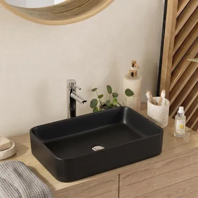 Immagine prodotto di Lavabo da appoggio rettangolare in Vetroceramica bianca SADDY 60x37cm