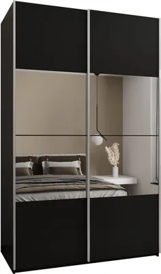 Produktbild von MEBLE KRYSPOL LUX 4 Schrank - 245,5x150x64cm - Schwarz, Schwarz, Silber