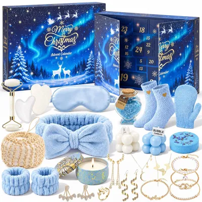 Productafbeelding van Adventskalender Vrouwen 2026 Beauty Kerstkalender met 24 Deurtjes Blauw