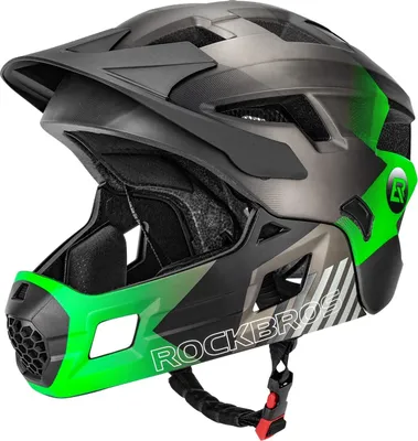 Produktbild von ROCKBROS Fahrrad Kinderhelm, Integriert Fahrradhelm, Jugend, Schwarz titan grün, M (54-57cm)