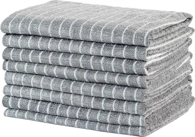 Immagine prodotto di Set di 8 asciugamani da cucina in microfibra di bambù Gryeer grigio 45x65 cm