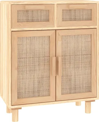 Obrázok produktu pre Komoda hnedá 60x30x75 cm masívna borovica a prírodný ratan