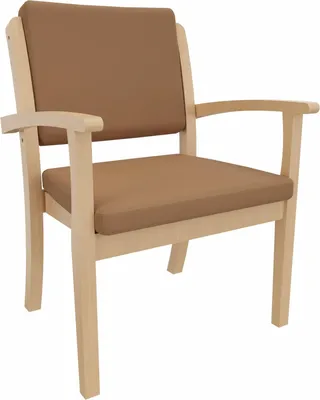 Produktbild von Schwerlaststuhl Alexander XXL – Stuhl mit Armlehnen für Schwergewichtige bis 250 kg – 52cm Sitzhöhe.Stoffbezug:Kunstleder Soft Camel,Bodengleiter:Kunststoff Weiss