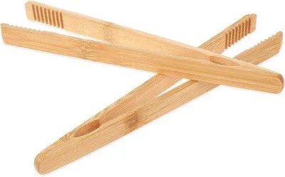 Produktbild von Grillzangen - 2 Stück - Holz - Zangen - Bambuszangen - Grillzangen - Küchen - gegrilltes Fleisch