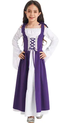 Obrázok produktu pre Dievčenský stredoveký kostým veľkosť 170-176 cm detské tradičné šaty pre  Halloween maškarné kostýmy prestrojenie