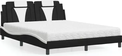 Produktbild von vidaXL Bett "Viana" mit Matratze Schwarz und Weiß 160x200 cm Kunstleder