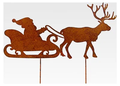 Produktbild von Weihnachtsmann mit Rentierschlitten - Weihnachtsdeko für den Garten und die Haustür