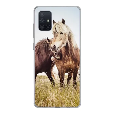 Produktbild von MuchoWow® Handyhülle Schutzhülle Hülle für Samsung Galaxy A71 Pferde - Gras - Frühling Silikon Softcase Handy Hülle - Kartenbesitzer